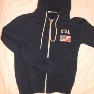 Brandy Melville Christy usa flag zip up navy